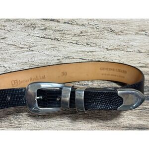 James Reid Belt Mens 30 Black Lizard Western Tom Taylor Santa Fe Buckle 1986
